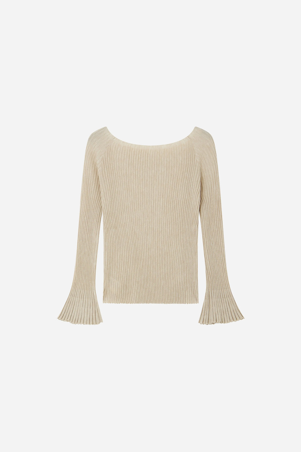 An image of a   S21910 Bell Sleeve Ribbed Knit by  Mirra Masa