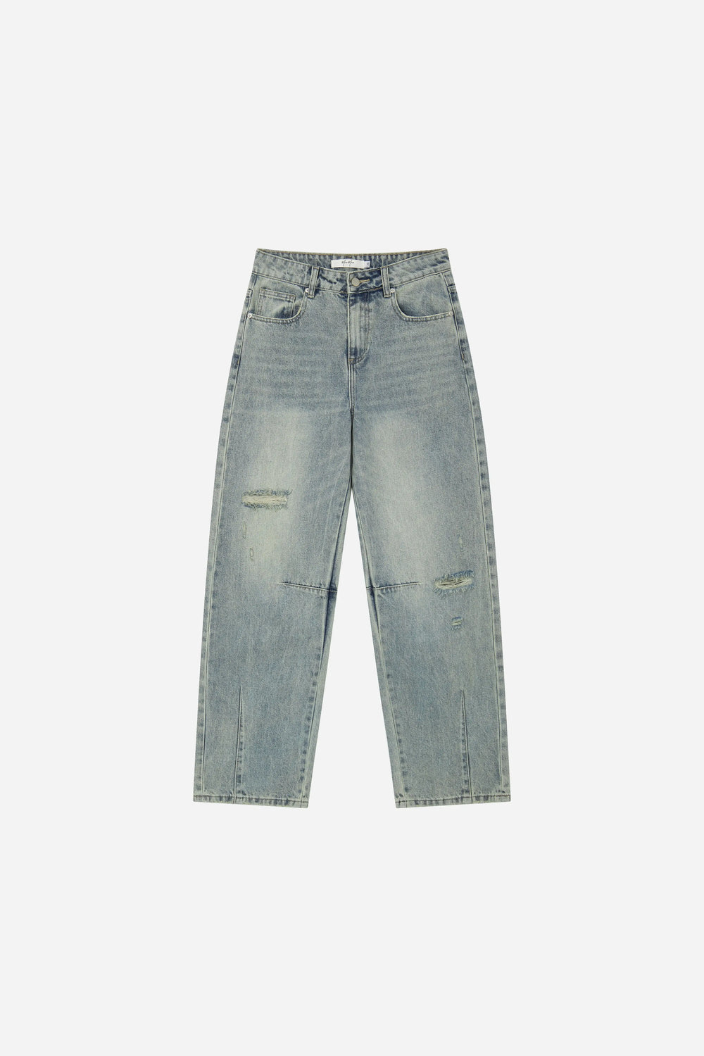 An image of a   S22918 Distressed Slit-Hem Jeans by  Mirra Masa