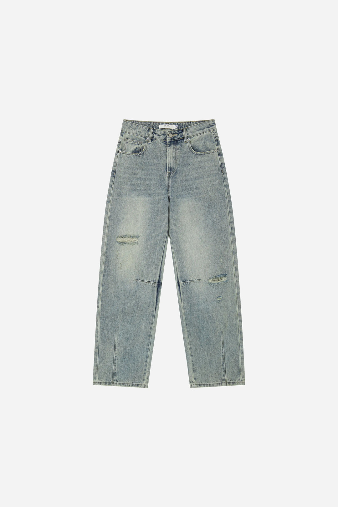 An image of a   S22918 Distressed Slit-Hem Jeans by  Mirra Masa