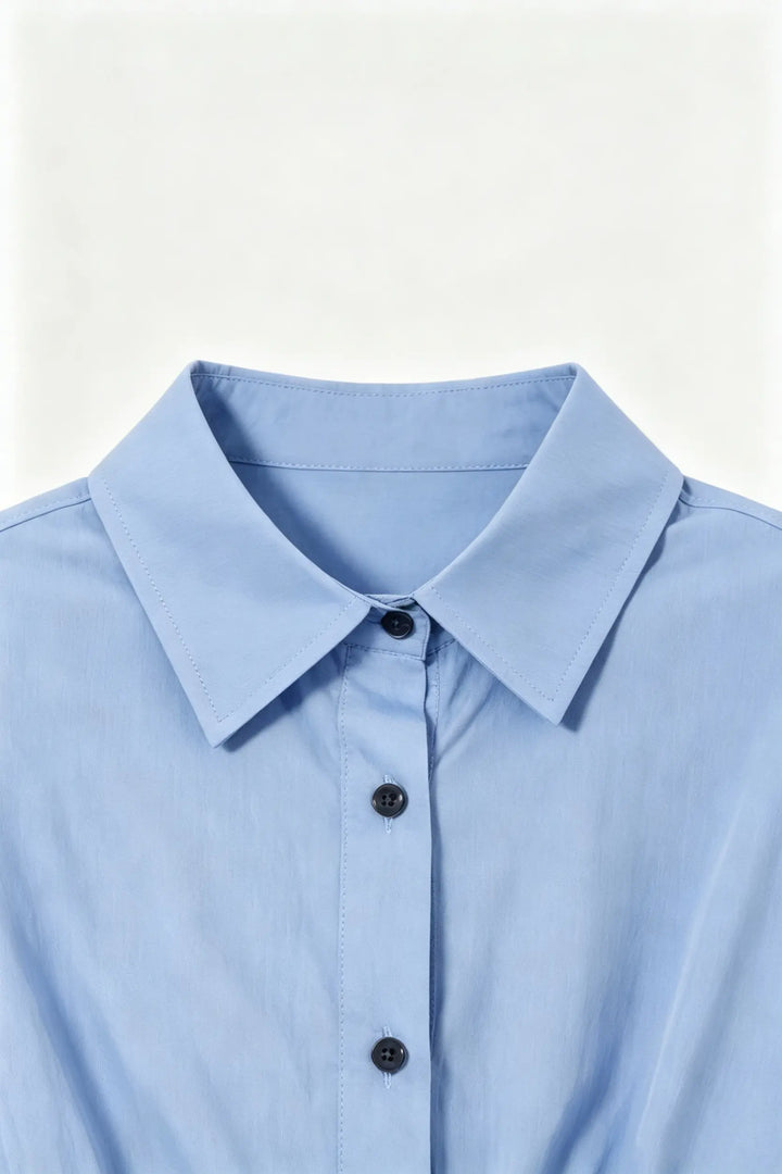 An image of a   S23264OL Cinched Waist Shirt Dress by  Mirra Masa