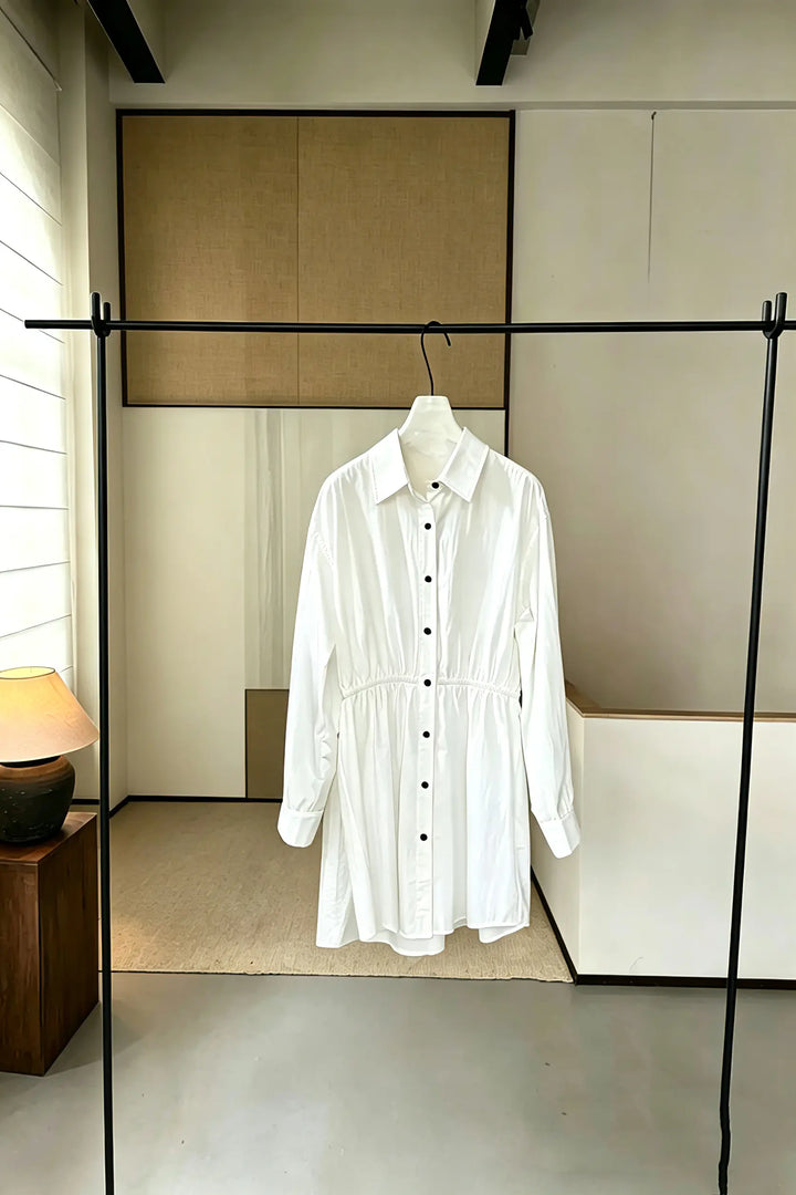 An image of a   S23264OL Cinched Waist Shirt Dress by  Mirra Masa