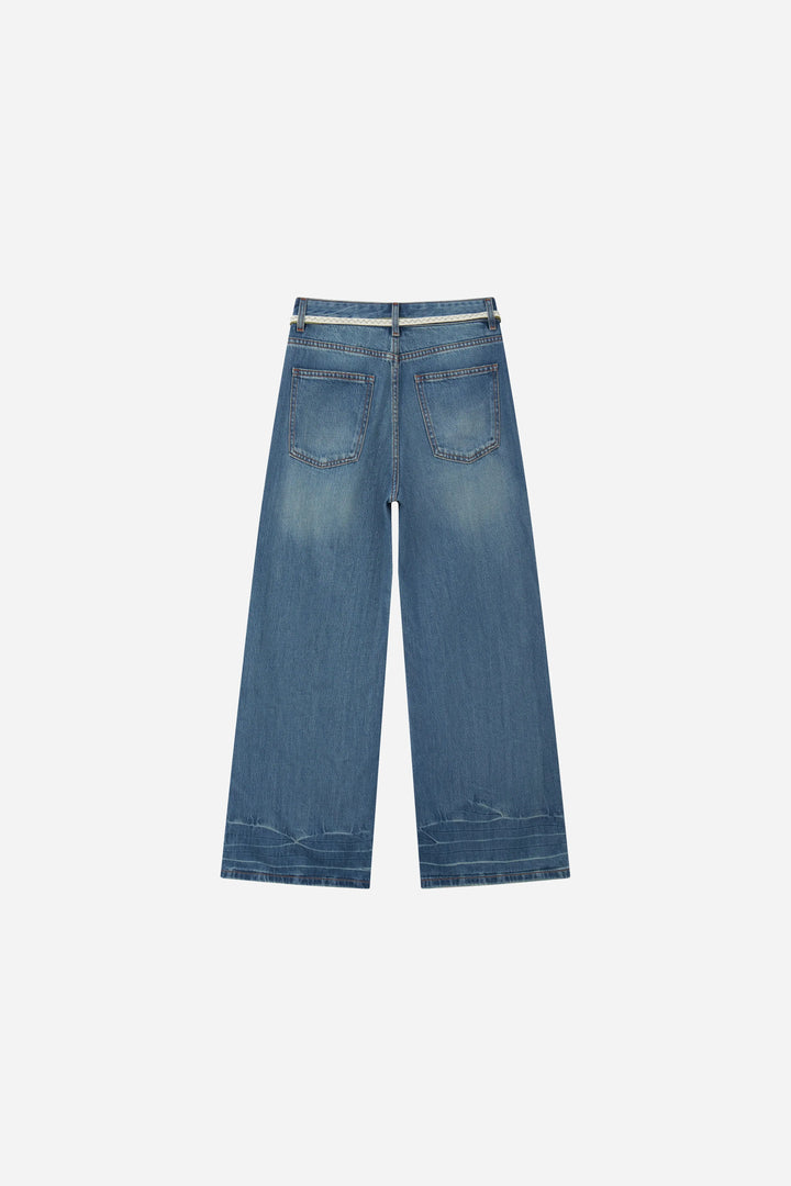An image of a   S32288 Wide Leg Denim Trousers by  Mirra Masa
