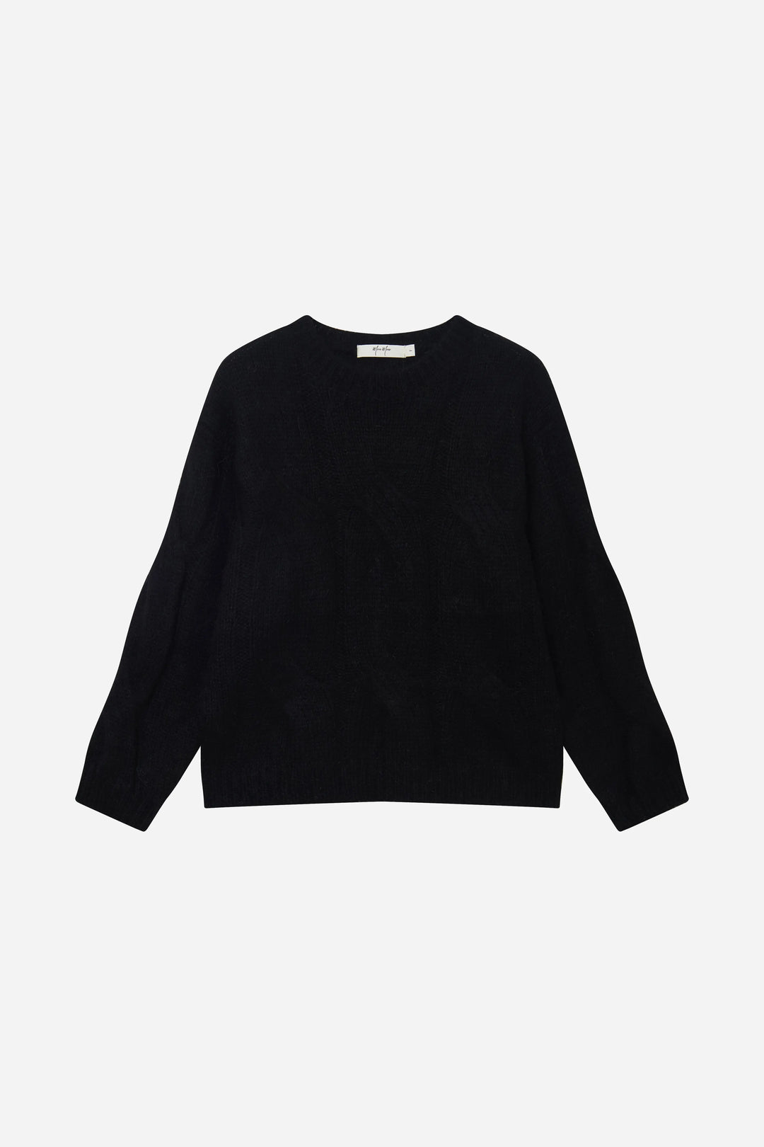 An image of a   S41118 Mohair Wool Cable Knit Sweater by  Mirra Masa
