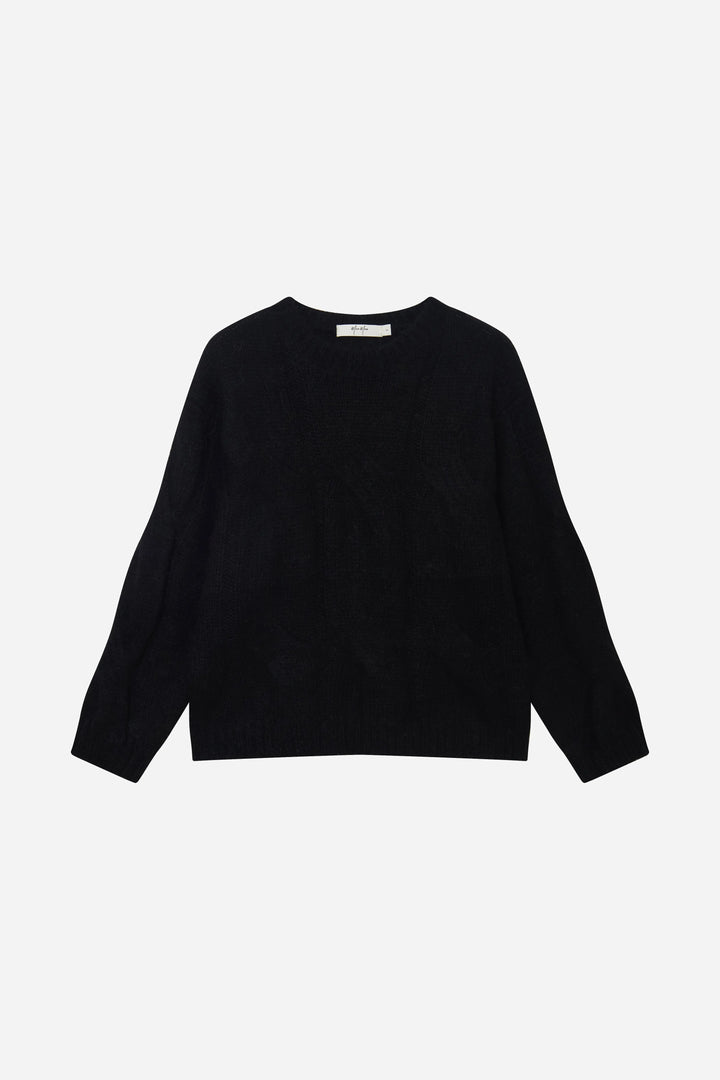 An image of a   S41118 Mohair Wool Cable Knit Sweater by  Mirra Masa
