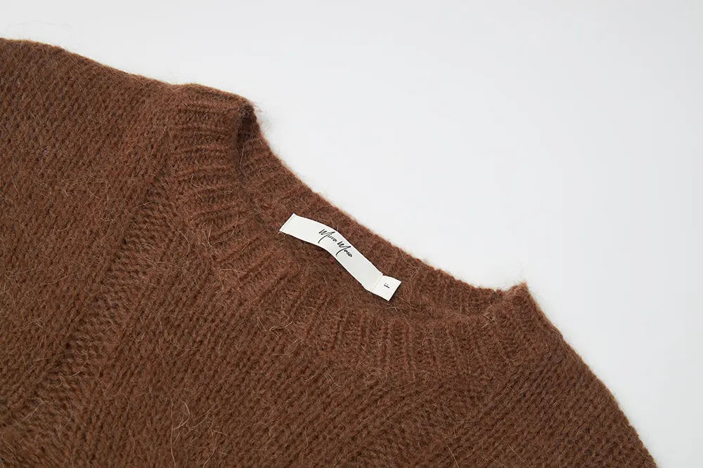 An image of a   S41118 Mohair Wool Cable Knit Sweater by  Mirra Masa