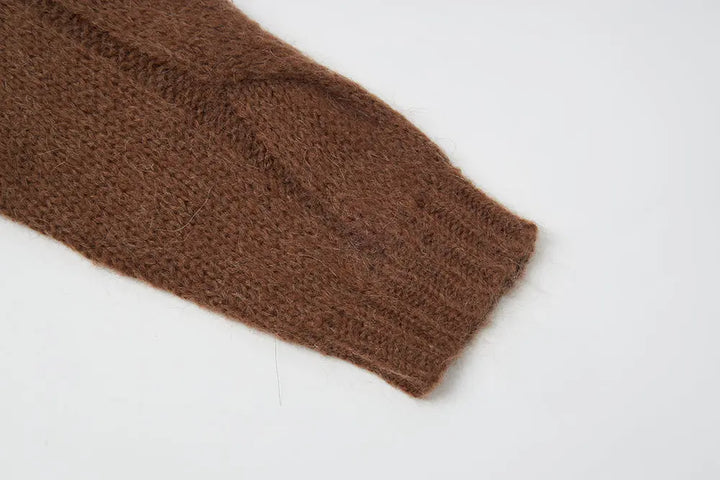 An image of a   S41118 Mohair Wool Cable Knit Sweater by  Mirra Masa