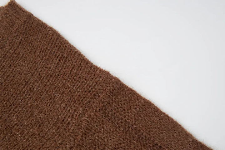 An image of a   S41118 Mohair Wool Cable Knit Sweater by  Mirra Masa