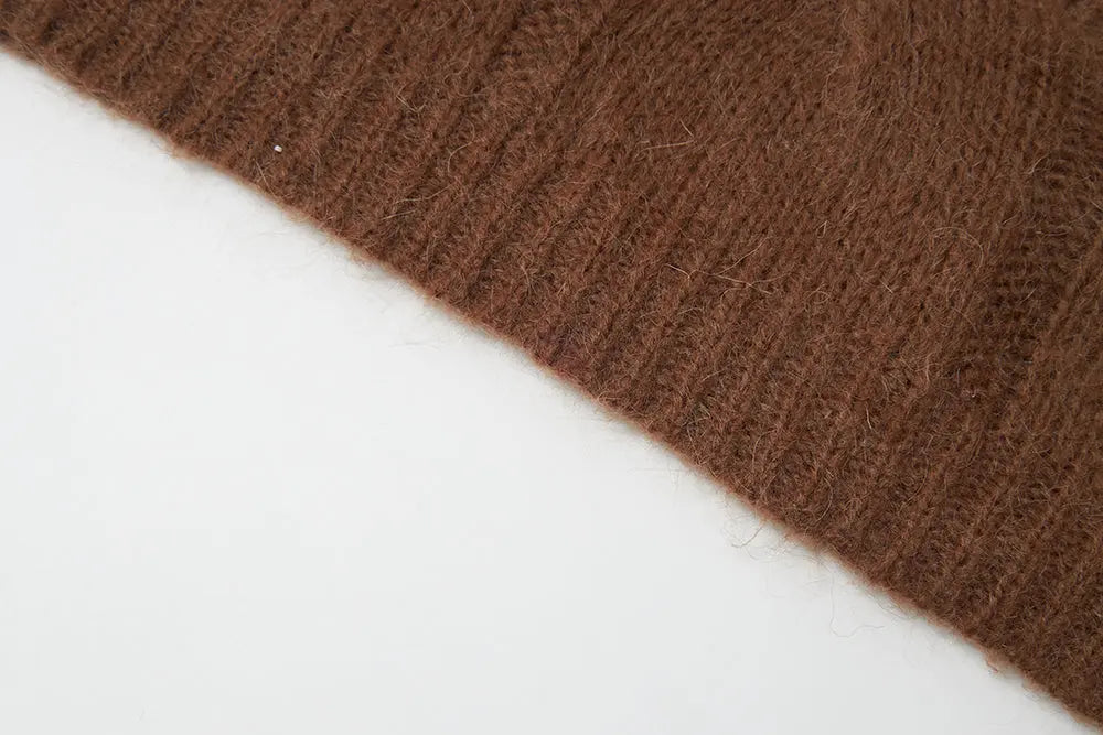 An image of a   S41118 Mohair Wool Cable Knit Sweater by  Mirra Masa