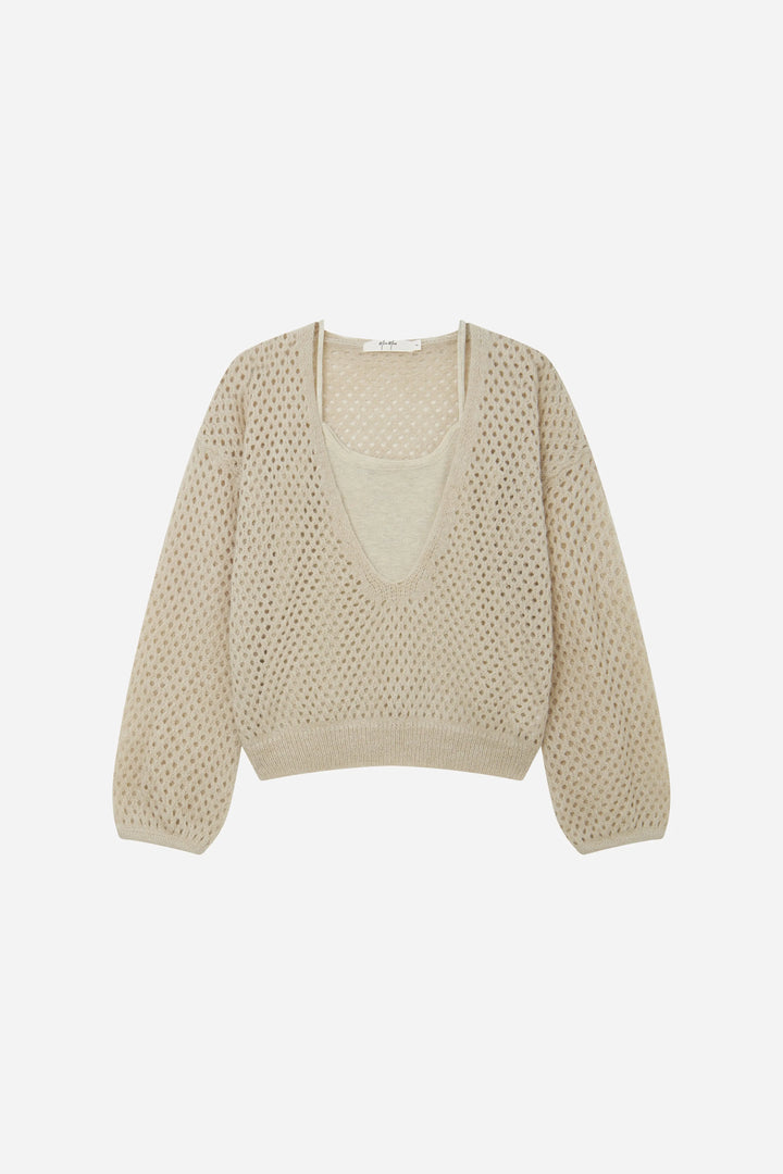 An image of a   S41263 Open Knit Two-Piece Layered Set by  Mirra Masa