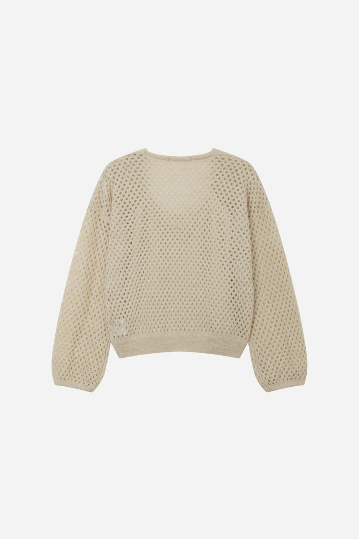 An image of a   S41263 Open Knit Two-Piece Layered Set by  Mirra Masa