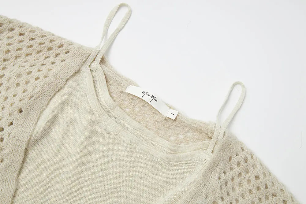 An image of a   S41263 Open Knit Two-Piece Layered Set by  Mirra Masa