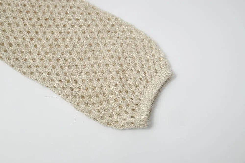 An image of a   S41263 Open Knit Two-Piece Layered Set by  Mirra Masa