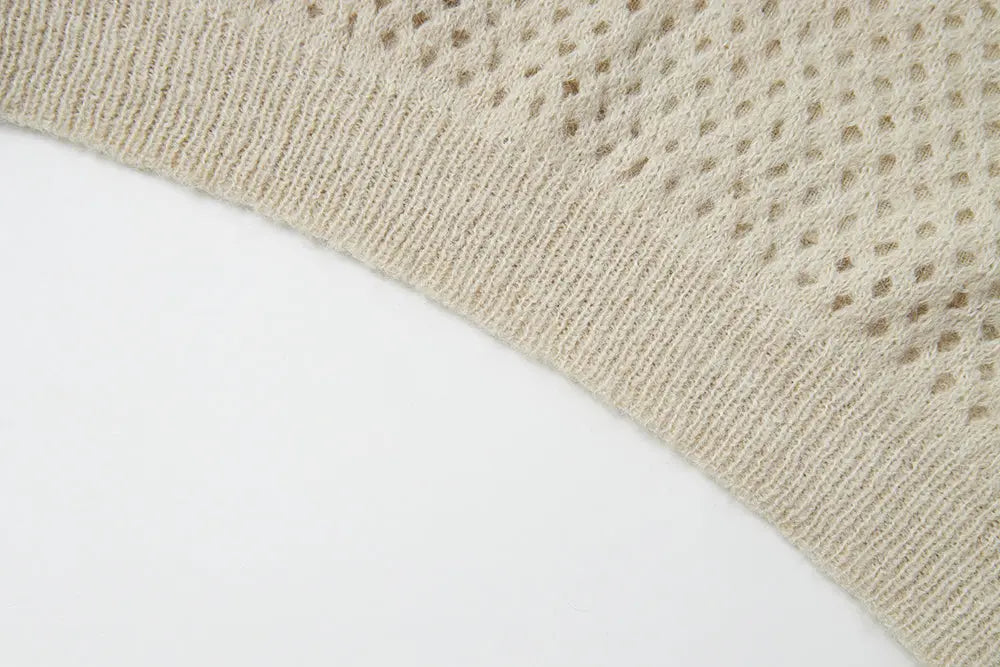 An image of a   S41263 Open Knit Two-Piece Layered Set by  Mirra Masa