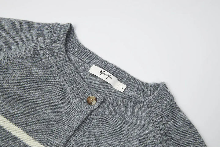 An image of a   S41287 Classic Striped Crew Neck Button Cardigan by  Mirra Masa