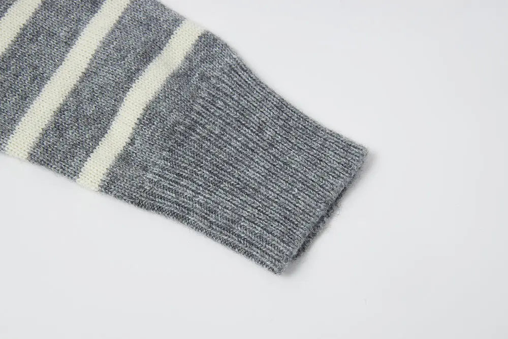 An image of a   S41287 Classic Striped Crew Neck Button Cardigan by  Mirra Masa