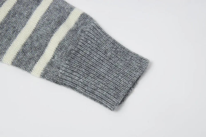 An image of a   S41287 Classic Striped Crew Neck Button Cardigan by  Mirra Masa