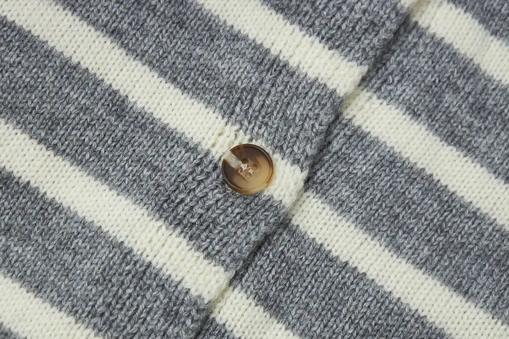 An image of a   S41287 Classic Striped Crew Neck Button Cardigan by  Mirra Masa