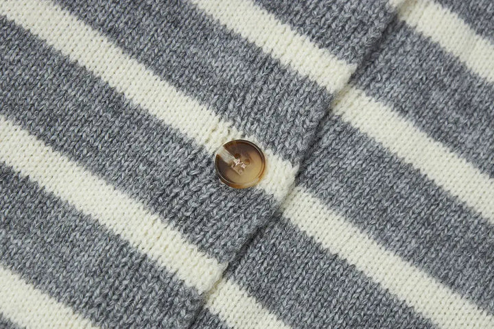 An image of a   S41287 Classic Striped Crew Neck Button Cardigan by  Mirra Masa