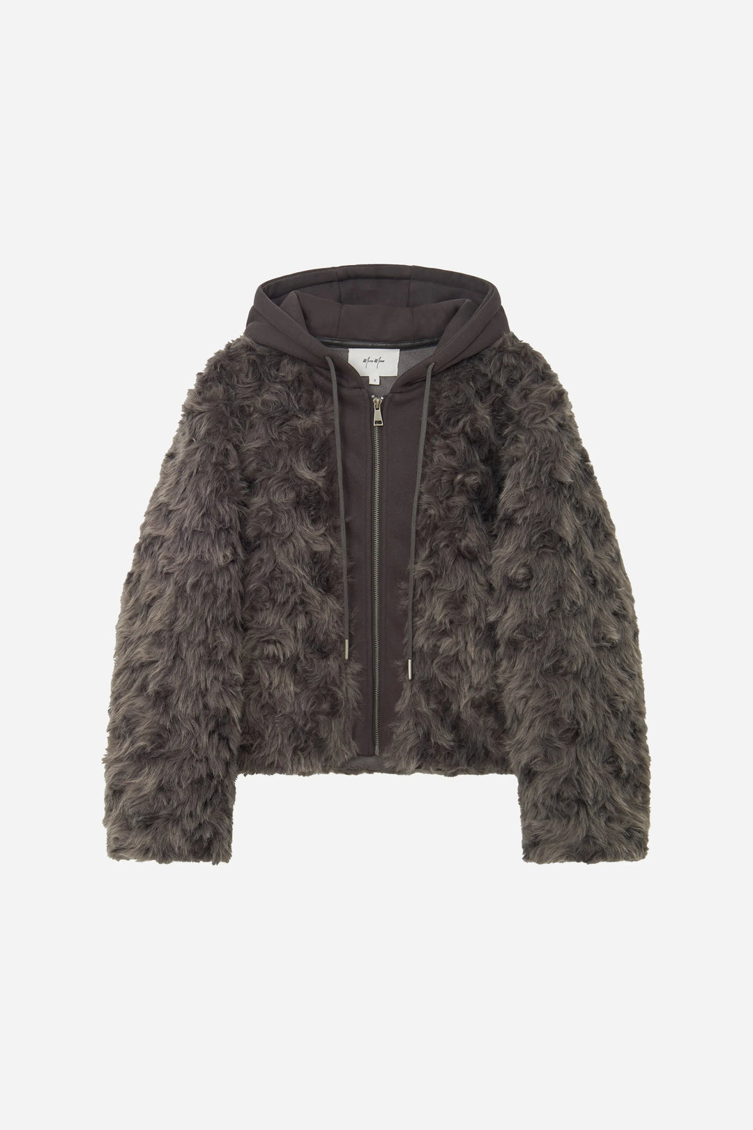 An image of a   S41489 Textured Faux Fur Zip-Up Jacket by  Mirra Masa