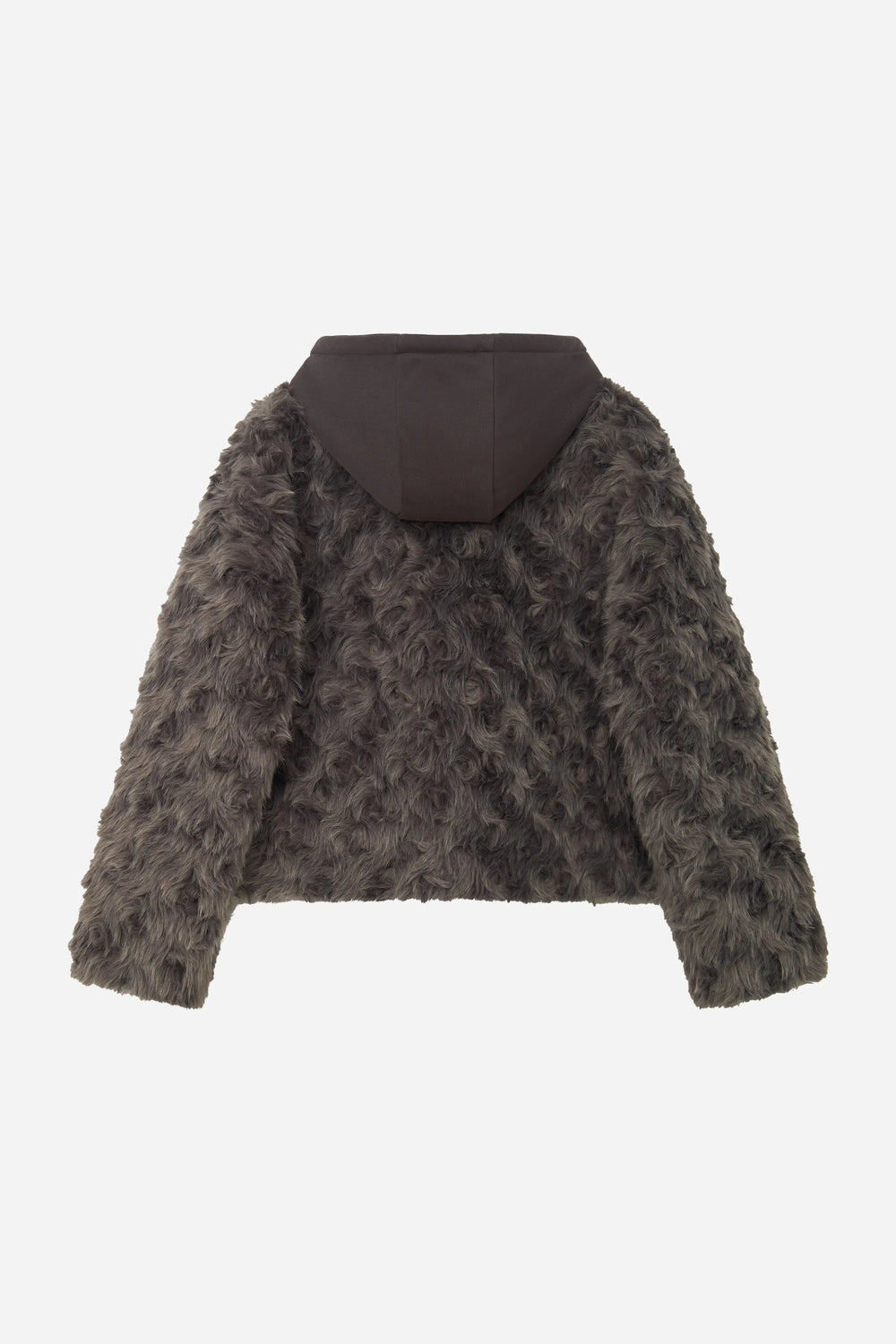 An image of a   S41489 Textured Faux Fur Zip-Up Jacket by  Mirra Masa