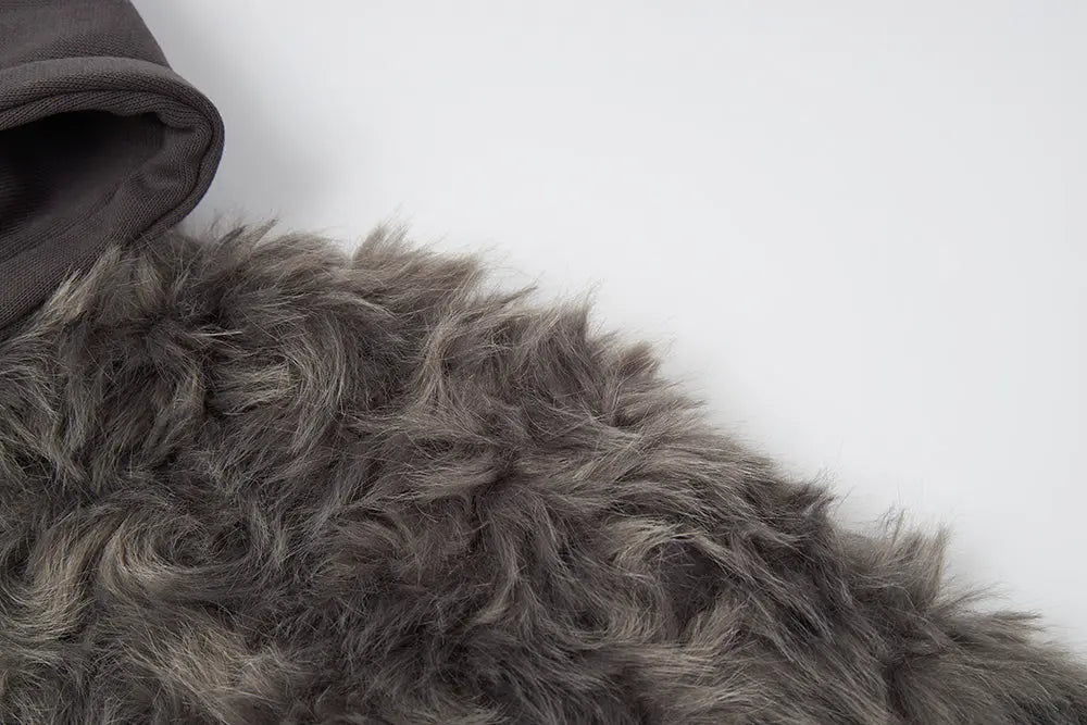 An image of a   S41489 Textured Faux Fur Zip-Up Jacket by  Mirra Masa