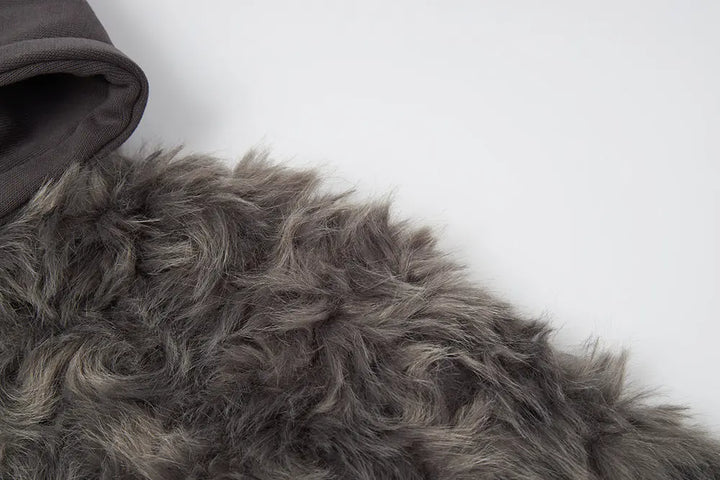 An image of a   S41489 Textured Faux Fur Zip-Up Jacket by  Mirra Masa