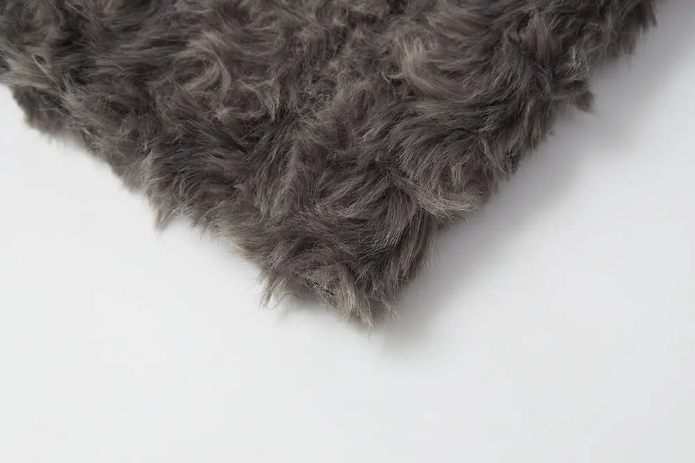 An image of a   S41489 Textured Faux Fur Zip-Up Jacket by  Mirra Masa