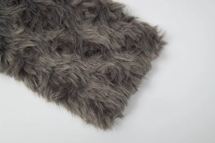 An image of a   S41489 Textured Faux Fur Zip-Up Jacket by  Mirra Masa