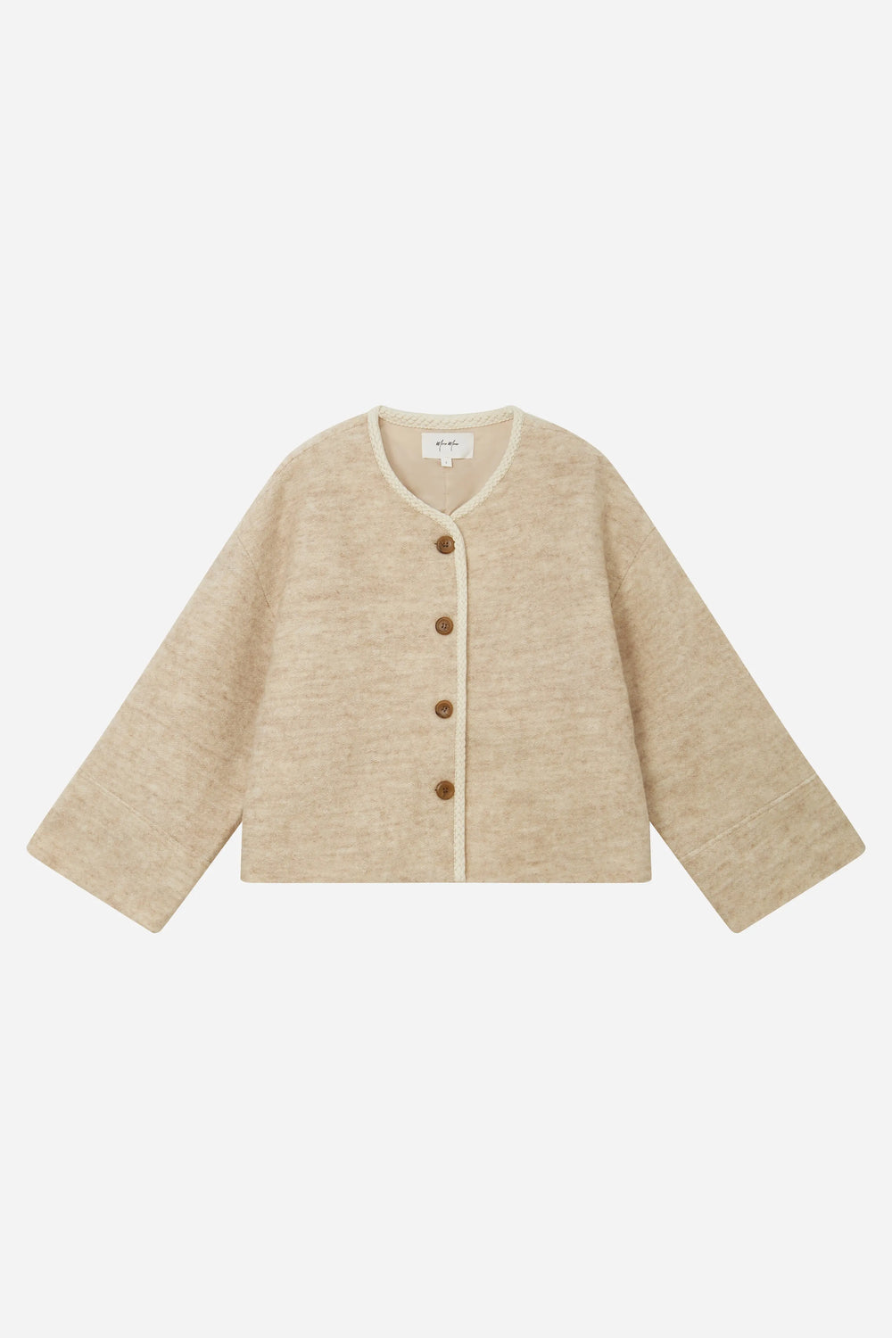 An image of a   S41584 Minimalist Wool Blend Button-Front Short Coat by  Mirra Masa