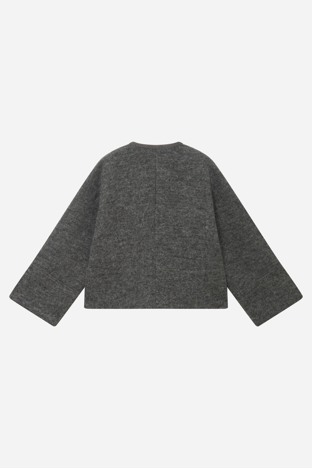 An image of a   S41584 Minimalist Wool Blend Button-Front Short Coat by  Mirra Masa
