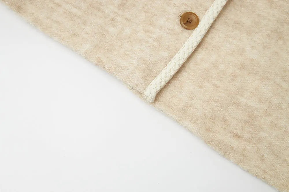 An image of a   S41584 Minimalist Wool Blend Button-Front Short Coat by  Mirra Masa