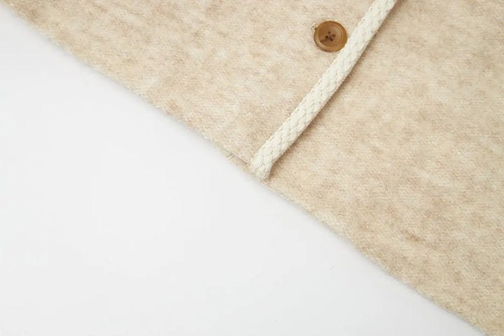 An image of a   S41584 Minimalist Wool Blend Button-Front Short Coat by  Mirra Masa