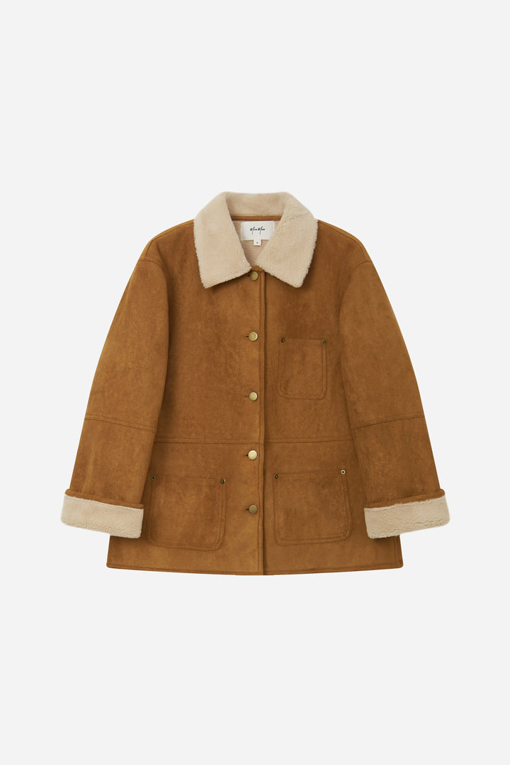 An image of a   S41779 Suede Shearling Lined Jacket by  Mirra Masa