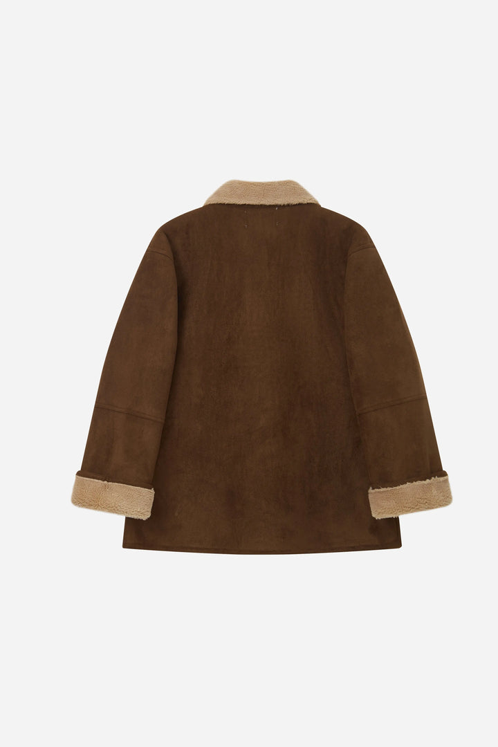 An image of a   S41779 Suede Shearling Lined Jacket by  Mirra Masa