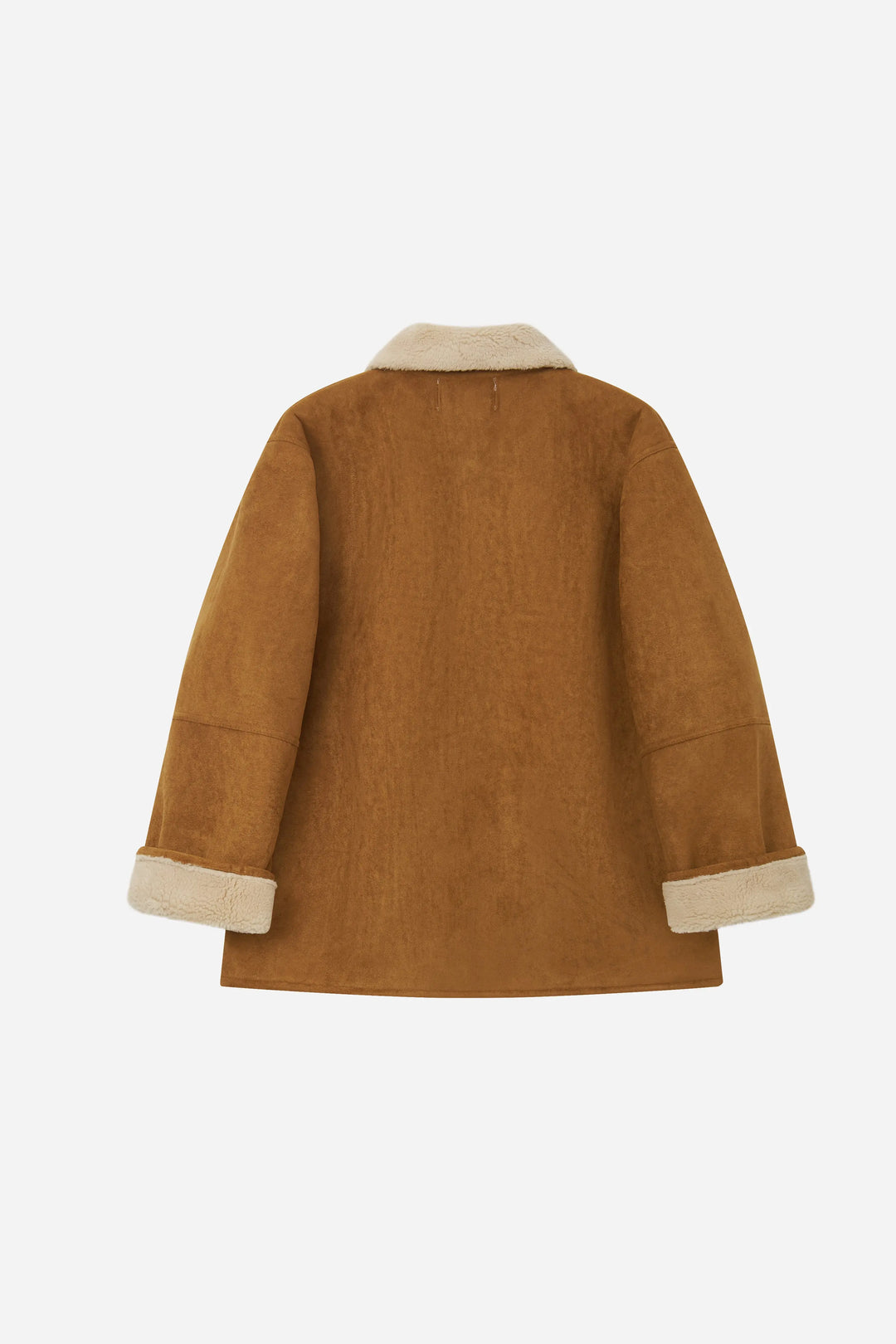 An image of a   S41779 Suede Shearling Lined Jacket by  Mirra Masa