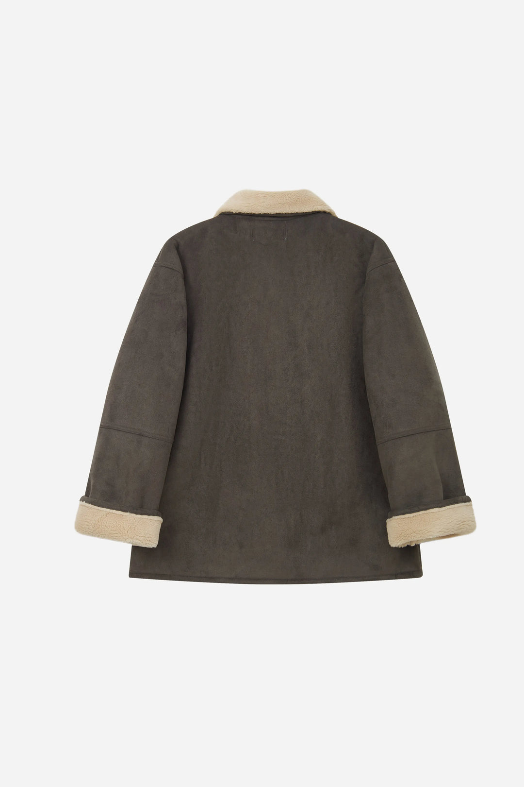 An image of a   S41779 Suede Shearling Lined Jacket by  Mirra Masa
