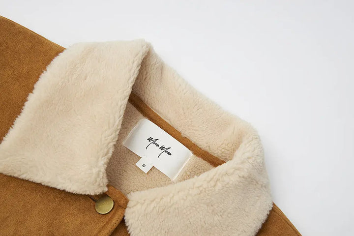 An image of a   S41779 Suede Shearling Lined Jacket by  Mirra Masa