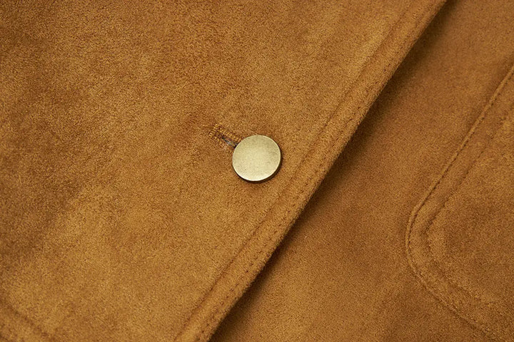 An image of a   S41779 Suede Shearling Lined Jacket by  Mirra Masa