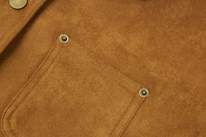 An image of a   S41779 Suede Shearling Lined Jacket by  Mirra Masa