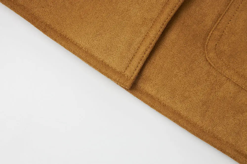 An image of a   S41779 Suede Shearling Lined Jacket by  Mirra Masa