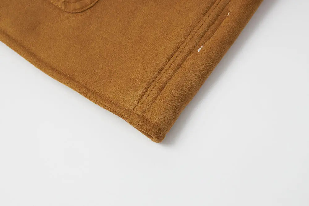 An image of a   S41779 Suede Shearling Lined Jacket by  Mirra Masa
