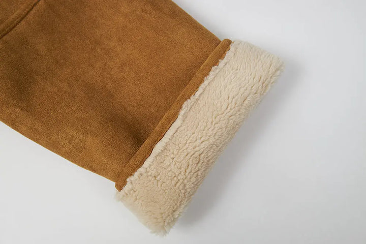 An image of a   S41779 Suede Shearling Lined Jacket by  Mirra Masa