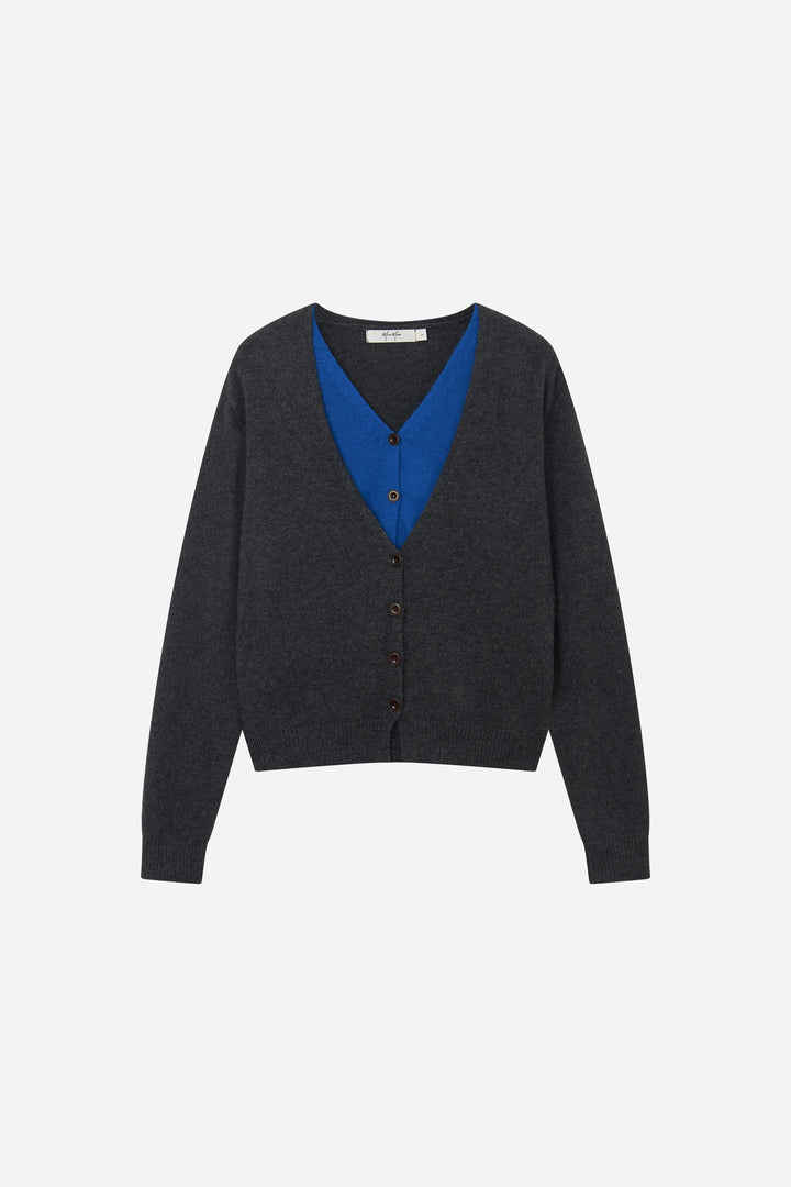 An image of a   S41916 Layered Look V-Neck Knit by  Mirra Masa