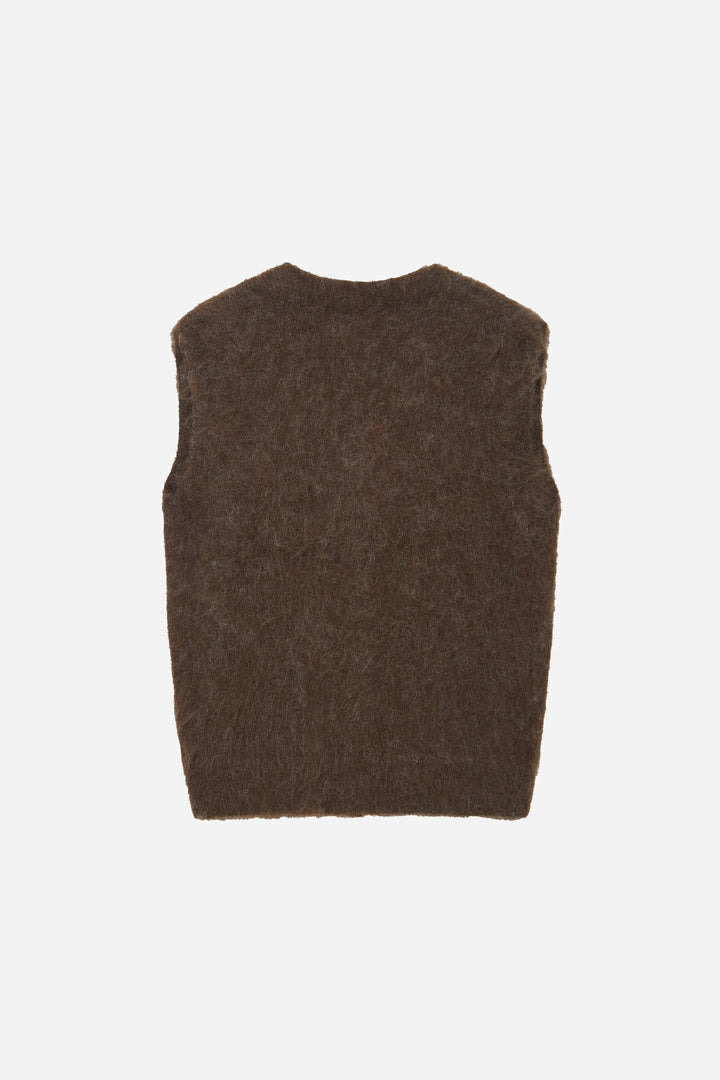 An image of a   S41920 Relaxed Fit Fuzzy Mohair-Look Vest by  Mirra Masa