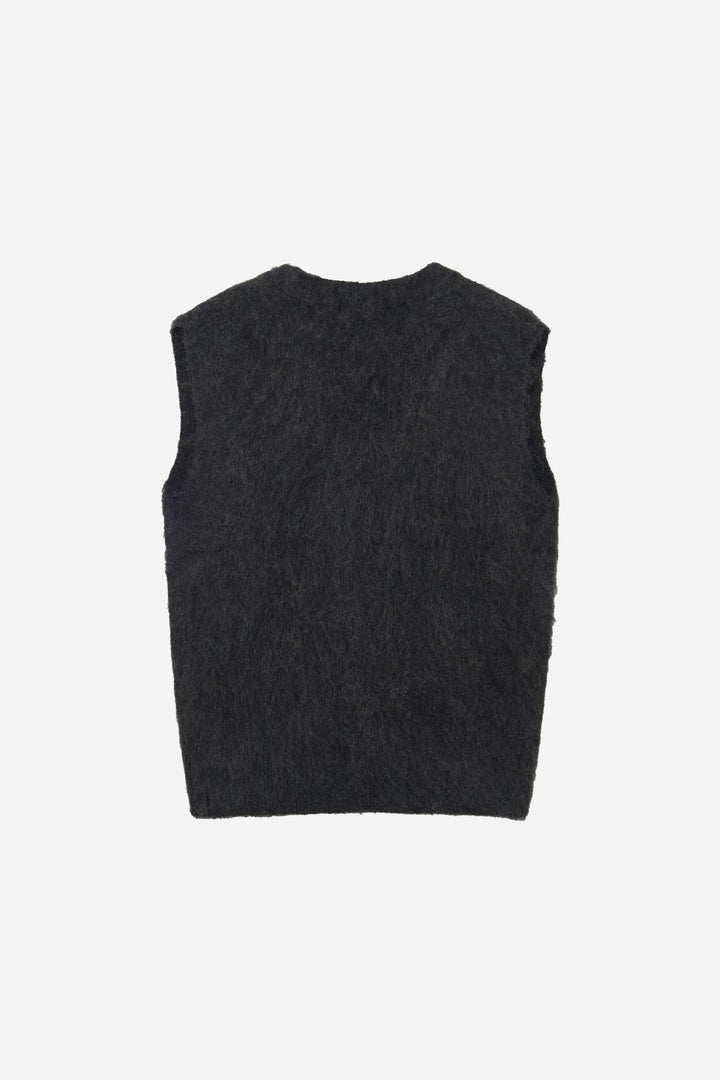 An image of a   S41920 Relaxed Fit Fuzzy Mohair-Look Vest by  Mirra Masa