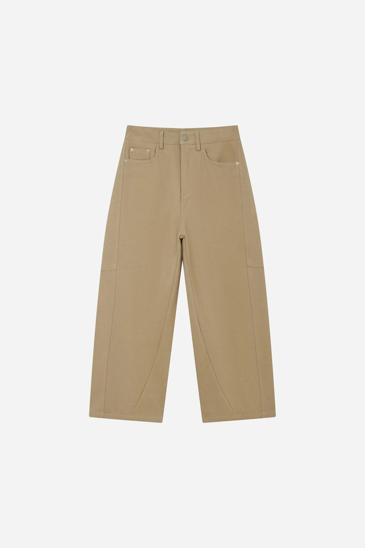 An image of a   S42203 Mid-Rise Cotton Barrel Pant by  Mirra Masa