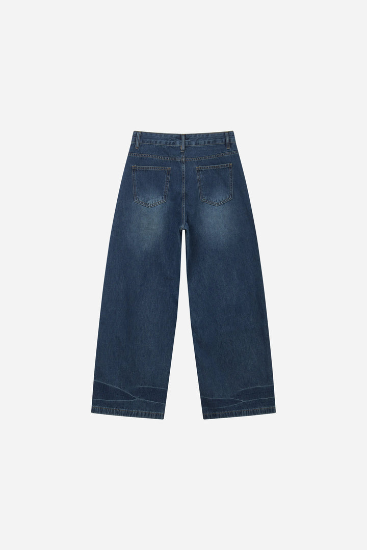 An image of a   S42290 Asymmetric Fold-Over Wide Leg Jeans by  Mirra Masa