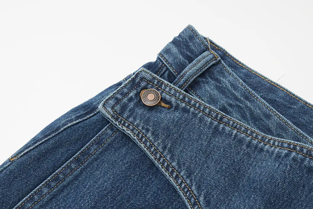 An image of a   S42290 Asymmetric Fold-Over Wide Leg Jeans by  Mirra Masa