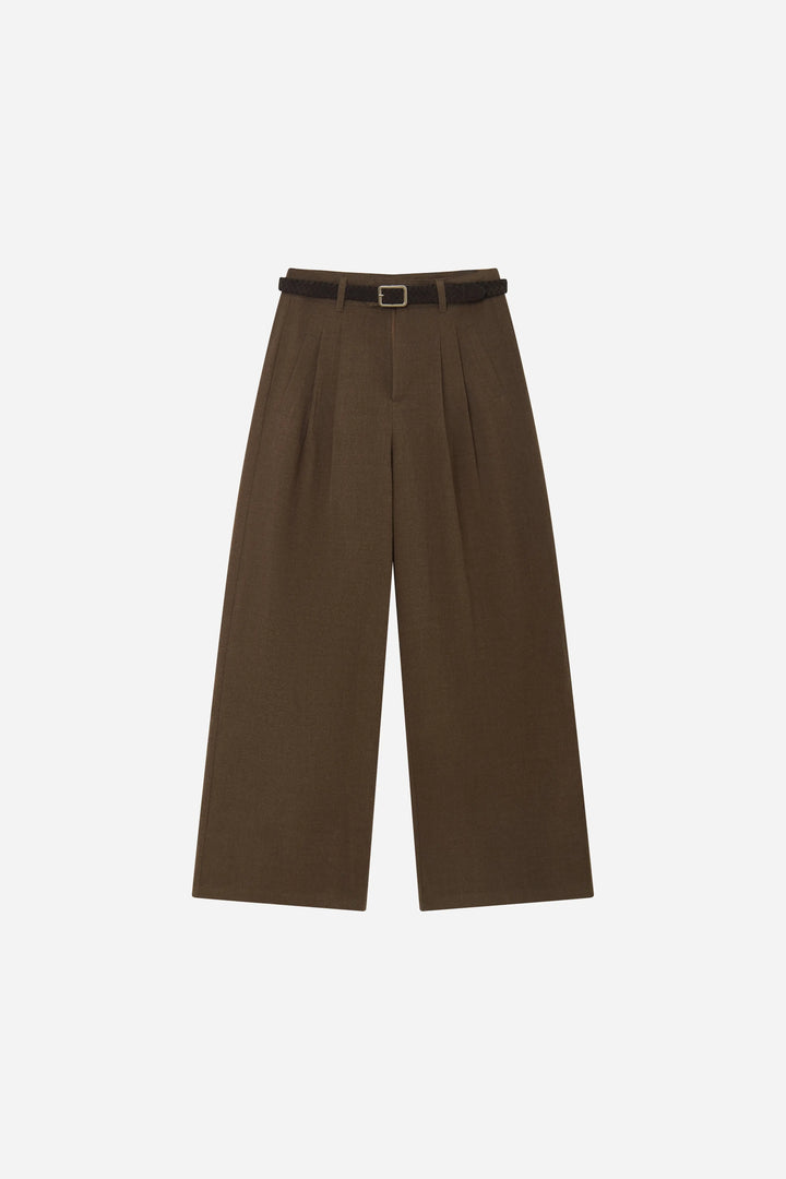 An image of a   S42543 Belted Pleated Wide Leg Pants by  Mirra Masa