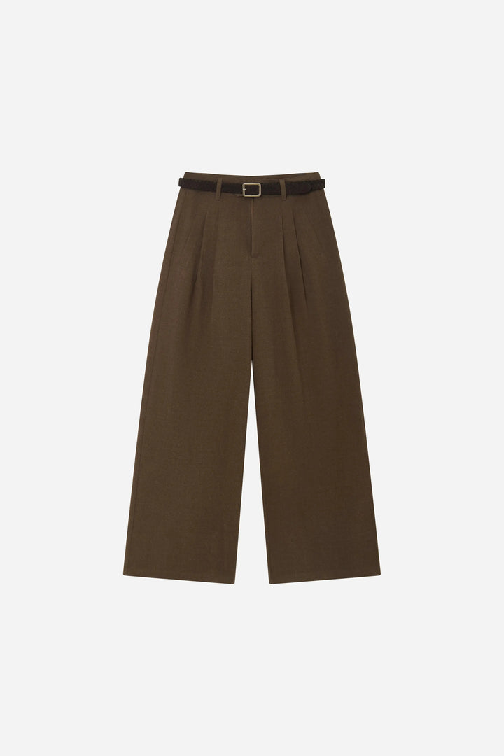 An image of a   S42543 Belted Pleated Wide Leg Pants by  Mirra Masa